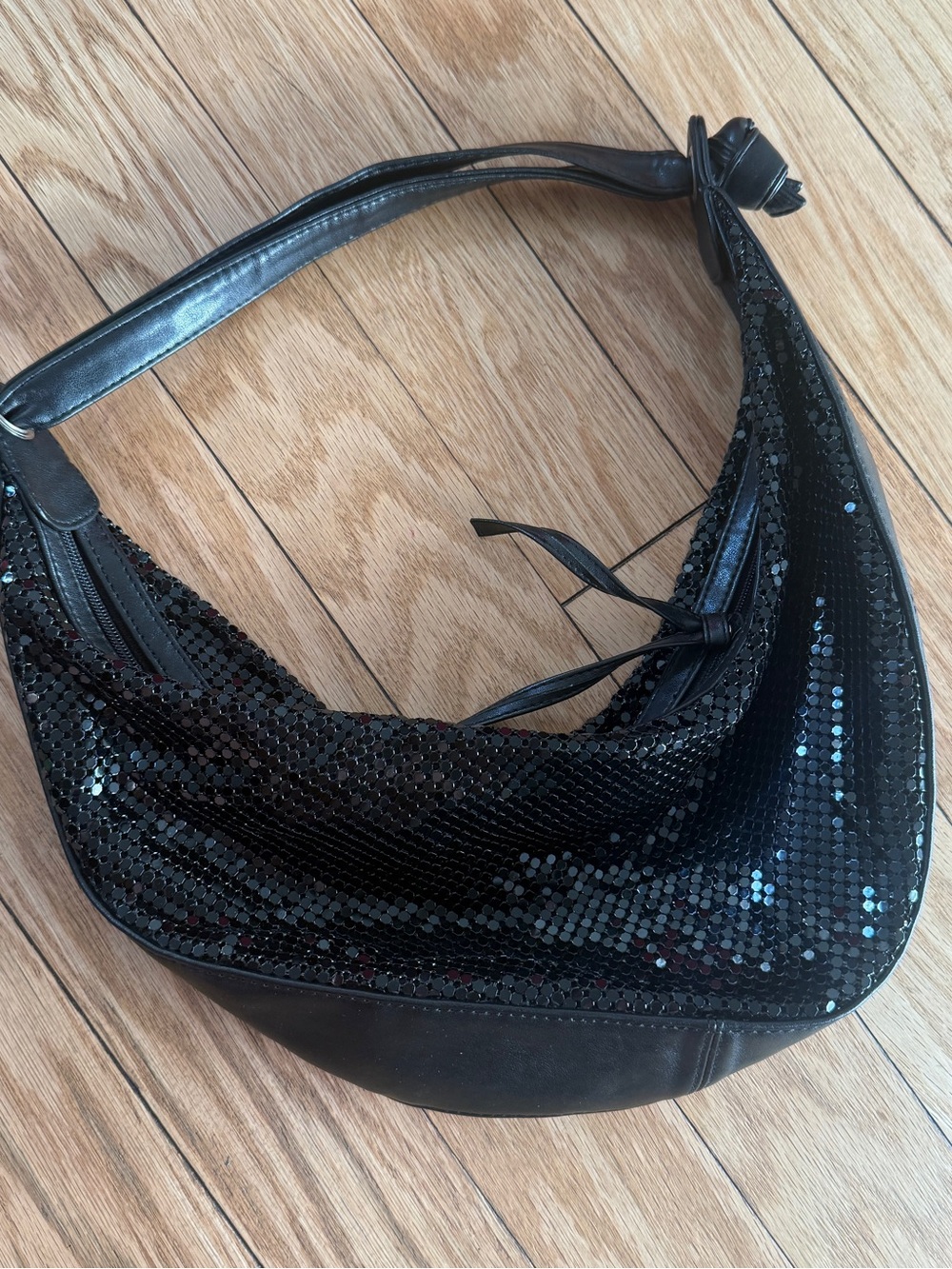 Black Sequin Hobo Shoulder Bag